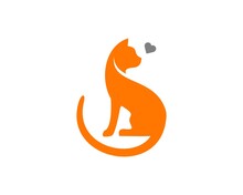 Love Cat Vector Simple Logo
