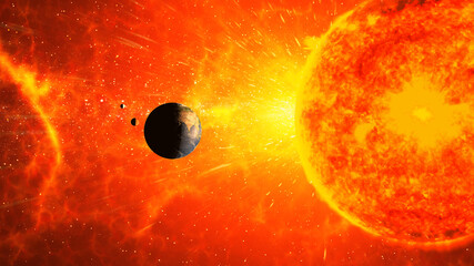 sun and earth in space