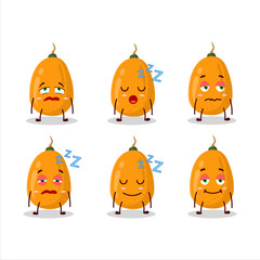 Wall Mural - Cartoon character of kumquat with sleepy expression