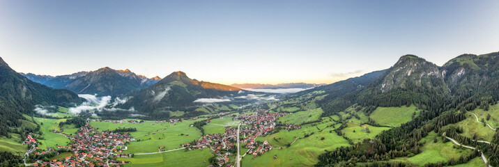  Panoramic view of village Bad Oberdorf at Germany Austria border at sunset
