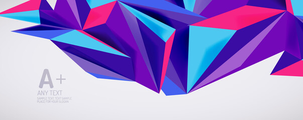 Vector triangle geometric backgrounds. Low poly 3d shape on light backdrop. Vector illustration for covers, banners, flyers and posters and other designs