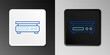 © vector_v - Line Electronic scales icon isolated on grey background. Weight measure equipment. Colorful outline concept. Vector.