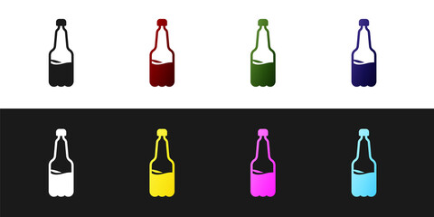 Poster - Set Plastic beer bottle icon isolated on black and white background. Vector.