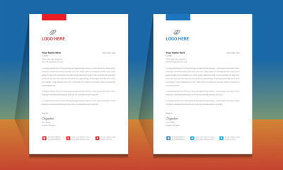 Wall Mural - letterhead format template, business style letterhead design template. company letterhead template d