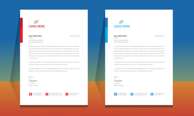 Wall Mural - letterhead format template, business style letterhead design template. company letterhead template d