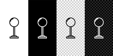Set line Floor lamp icon isolated on black and white,transparent background. Vector.