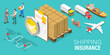 © TarikVision - 3D Isometric Flat Vector Conceptual Illustration of Shipping Insurance, Transportation Safety and Logistics.