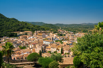 Wall Mural - A view on Capdepera town from the castle on a sunny day on Mallorca island in Spain