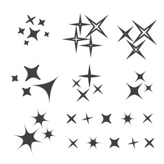 Wall Mural - Sparkle lights stars set. Bright firework, decoration twinkle, shiny flash