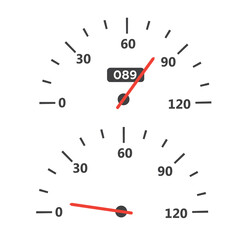 Poster - Car speedometer with speed level scale. Dashboard element panel speed