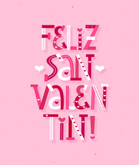 Wall Mural - Happy Valentine Day in Spanish vector card design