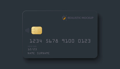 Wall Mural - Credit card mockup. Realistic black credit card with blank surface for you design. Vector illustration EPS10	
