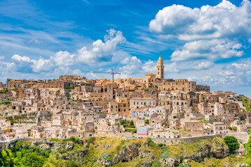 Wall Mural - Panoramic view of the Sassi and the Park of the Rupestrian Churches of Matera, Italy