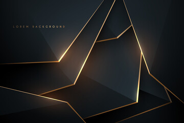 Black and gold abstract shapes background