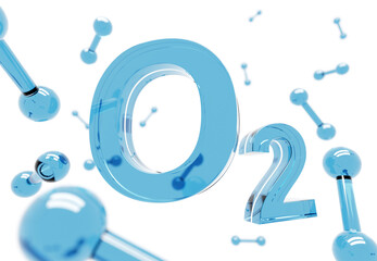 o2 - blue oxygen molecule symbol on white background