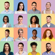 © Prostock-studio - Multiethnic Females And Males Faces Smiling Over Colored Backgrounds, Collage
