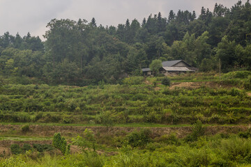 Canvas Print - Rural house in Wulingyuan Scenic and Historic Interest Area in Zhangjiajie National Forest Park in Hunan province, China