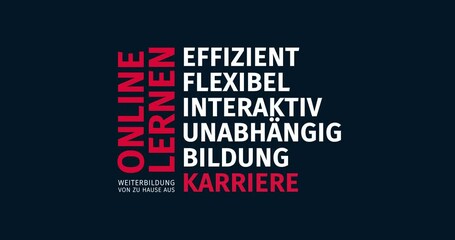 Wall Mural - online lernen. weiterbildung von zu hause aus. animierte schlagwortwolke. kinetische text animation.