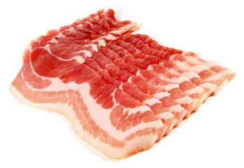 Wall Mural - Smoked Bacon Slices on white Background - Isolated