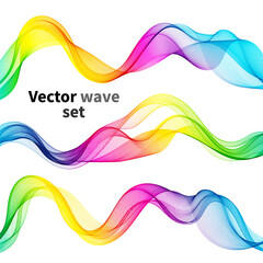 Abstract flow of colored waves .Vector background wave color spectrum Set
