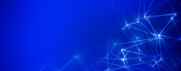 Wall Mural - panoramic abstract dot and triangle connection., the world is connect concept, digital futuristic mi