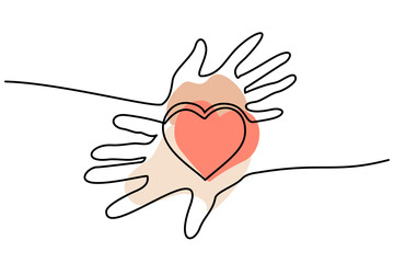 Wall Mural - hands woman and man holding heart. valentines day card