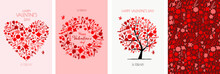 Valentine's Day Card Design. Love Tree, Art Frame, Heart Shape. Wedding Set. Wallpaper, Flyers, Invitation, Posters, Brochure, Voucher,banners.