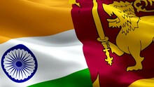 Indian And Sri Lankan Flag Waving Video In Wind Footage Full HD. Indian Vs Sri Lankan Flag Waving Video Download. Sri Lanka Flag Looping Closeup 1080p Full HD 1920X1080 Footage. India Sri Lankan Count