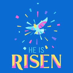 Wall Mural - He is risen. Happy Easter greeting card.