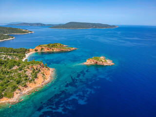 Majestic view over the beach of Kokkinokastro in Alonnisos island, Greece