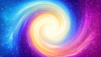 Wall Mural - background of a bright multicolored energy spiral in a space environment full of stars