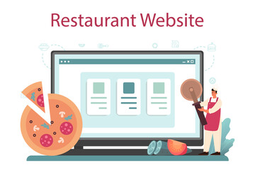 Wall Mural - pizzeria online service or platform. chef cooking tasty delicious