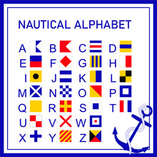 Nautical Alphabet, International Maritime Signal Flags. Vector Drawing Related To Maritime. 