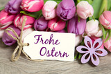 Fototapeta Tulipany - Osterkarte: Frohe Ostern	
