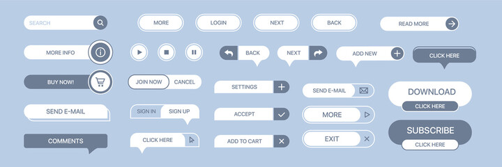 set of vector buttons for websites, mobile applications. design elements for website or app. differe