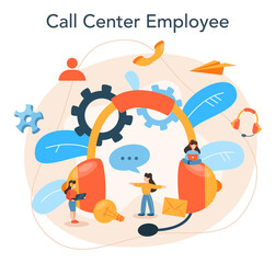 Sticker - call center or technical support concept. idea of customer service