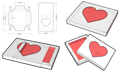 Wall Mural - Folding Box (Internal measurement 15x12x1.5 cm) and Die-cut Pattern. EPS file is fully scalable. Prepared for real cardboard production.