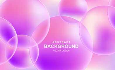 Leinwandbilder - Abstract background with 3d purple and pink balls. Dynamic colorful bubbles, futuristic composition with transparent spheres. Modern cover design, ads banner template. Realistic vector illustration