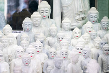 Various Buddha Statues On Display In Shop, Mandalay, Myanmar