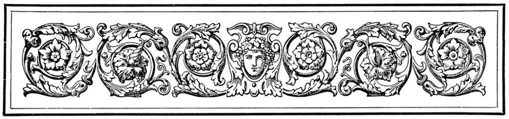 abstract ornament, chapter separator in a book. illustration of the 19th century. white background.