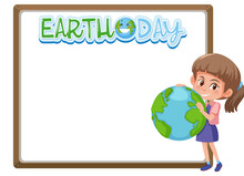 Border Frame Template With Earth Day Theme Background