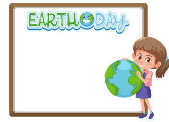 Wall Mural - Border frame template with earth day theme background