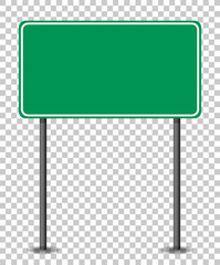 Empty green traffic banner on transparent background