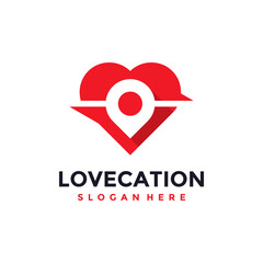 Wall Mural - Love location logo design template. Concept of favorite place isolated with flat style icon modern. Creative map pointer with heart vector symbol.