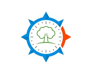 Poster - Modern compass with nature tree inside