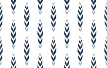 Vector Ikat Chevron In Herringbone Blue Color Shape Seamless Pattern With Line Texture Background. Use For Fabric, Textile, Decoration Elements.