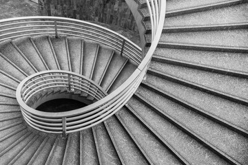 Poster - Empty modern spiral stairway, viewed from top