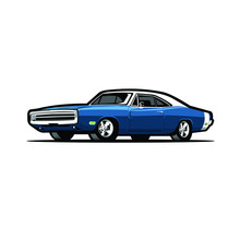 Blue 79's American Muscle Car Vector Image Isolated