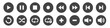 Media player control buttons set. Play, pause, stop, record, forward, rewind, previous, next, eject, repeat icons. Vector illustration.