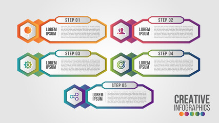 Wall Mural - infographic modern timeline design vector template for business with 5 steps or options illustrate a